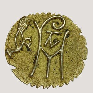 Vermeil Gold over 800 Silver Egyptian Revival Peacock Vintage Brass Pin Brooch